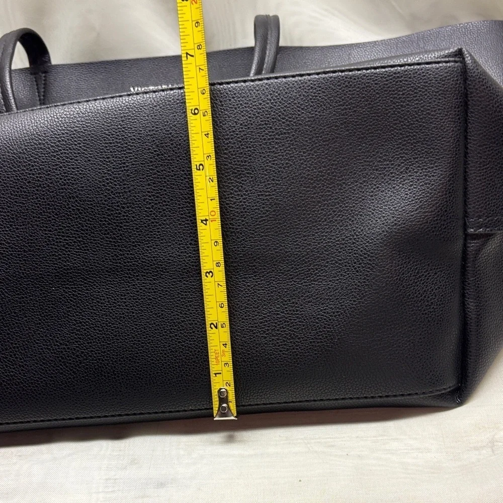 Victoria's Secret Large Black Faux Leather Tote Bag with Tassel Vegan - Picture 8 of 10